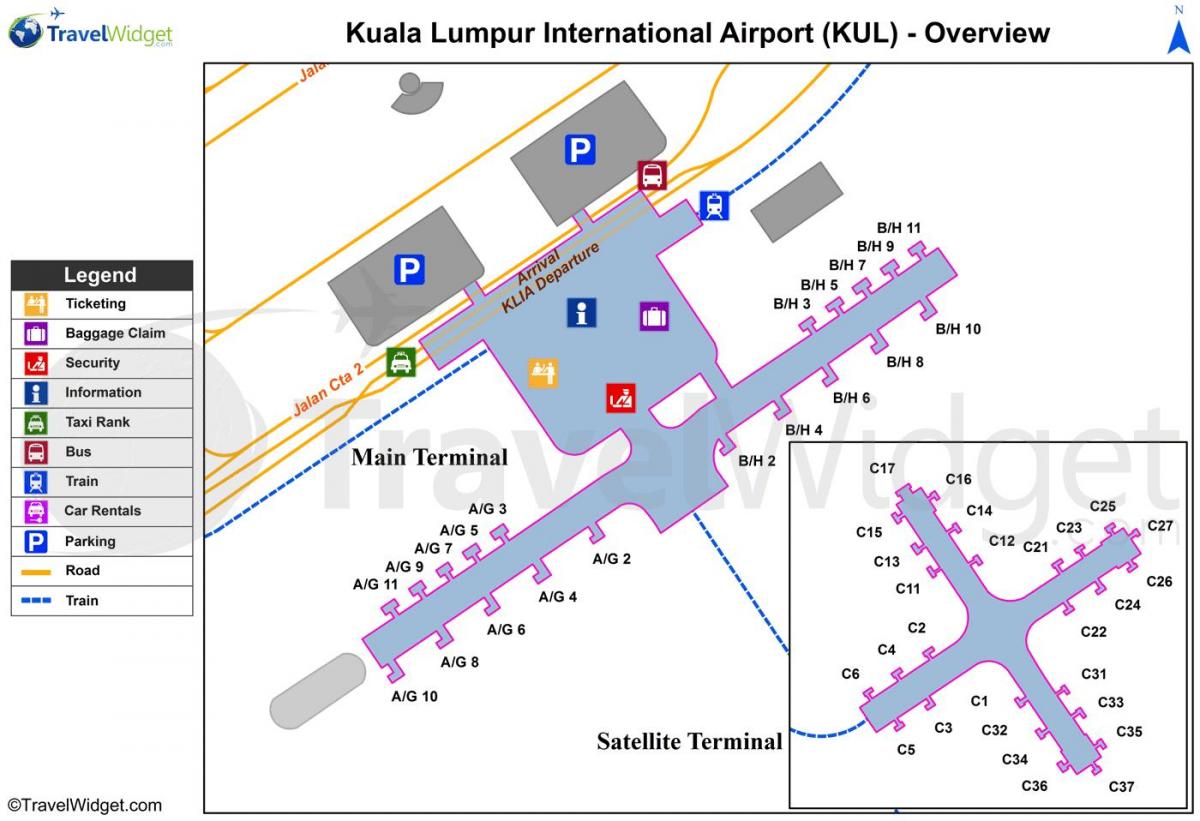 kuala lumpur airport terminal utama peta